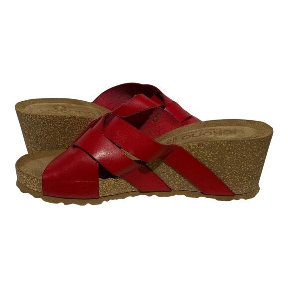 Yokono Red Genuine Leather Crisscross Slide Sandals Women's Size 6.5 Spain - Picture 5 of 7
